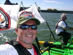 John Rakush, owner Hydrobikes Ontario at the Burned Advocates Network Rehearsal ride for Burned Veterans, NYC Statue of Liberty 2007.