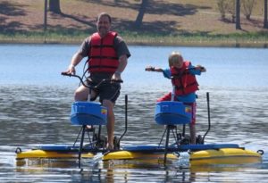 Dad and son on Hydrobikes